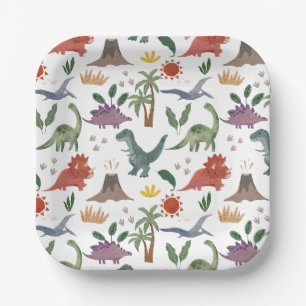 Assiettes En Carton Playful Dino Delights Dinosaur Plaques papier de p