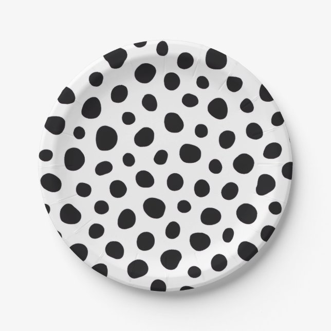 Assiettes En Carton Playful Energy Dalmatian Inspired Dotted Spots (Devant)