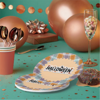 Assiettes En Carton Playful Halloween Plaid