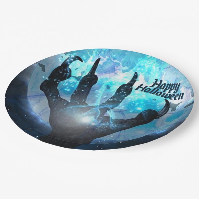 Assiettes En Carton Pleine lune Transformation Parti Halloween (Angle)