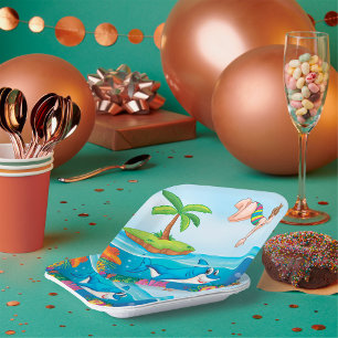 Assiettes En Carton Plongée Dans L'Océan