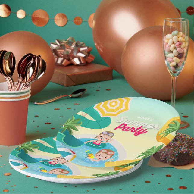 Assiettes En Carton Plongée rétro à cinq ans (Multi)
