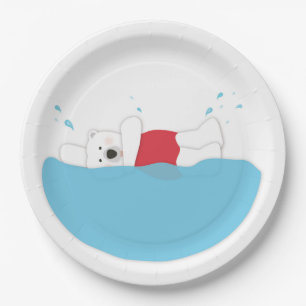 Assiettes En Carton Plongeon d'ours blanc