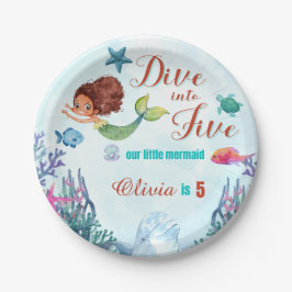 Assiettes En Carton Plongez dans cinq sirènes Brown 5e fille anniversa