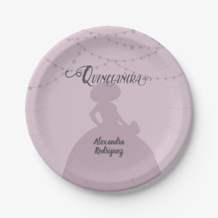 Assiettes En Carton Plum à sucre violet Charro Silhouette Quinceanera