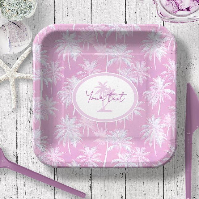 Assiettes En Carton Plum Motif de silhouette de palmier hawaïen ID1093 (Créateur téléchargé)