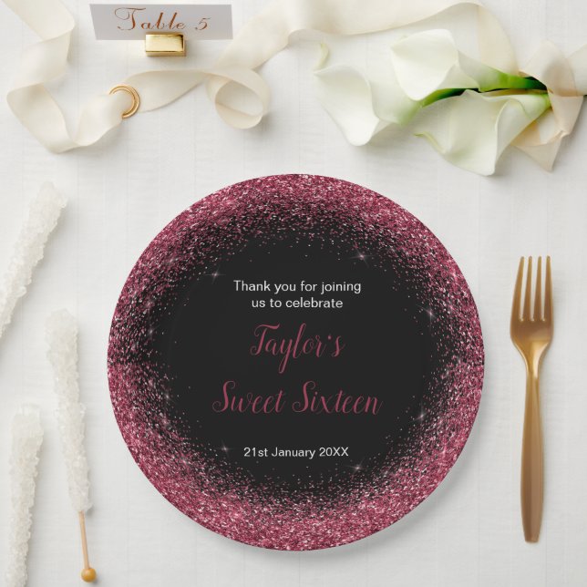 Assiettes En Carton Plum Robe violette Faux Parties scintillant Douce  (Mariage)