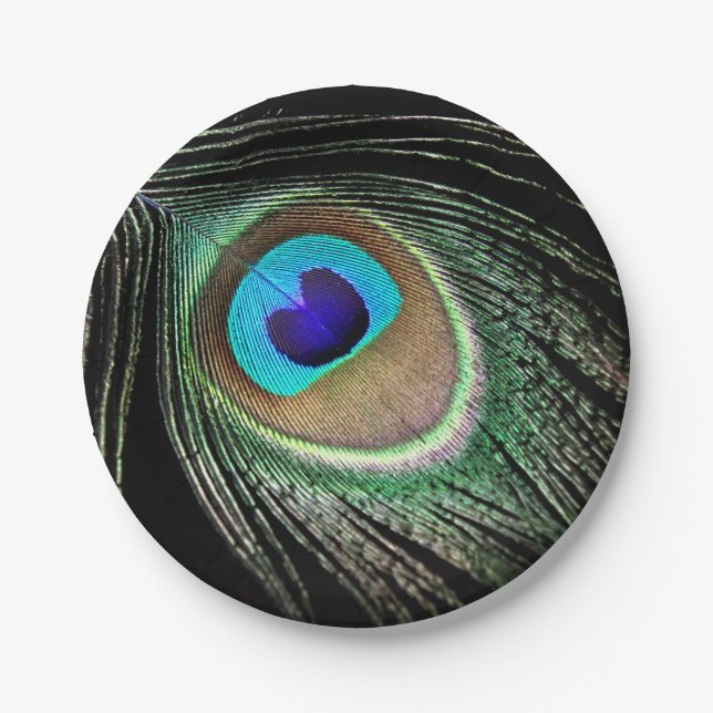 Assiettes En Carton Plume de paon (Devant)