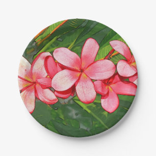 Assiettes En Carton Plumerias rose