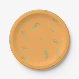 Assiettes En Carton Plumes d'or Plaque de papier marigold