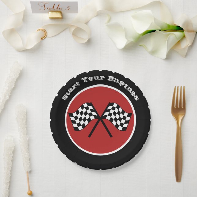 Assiettes En Carton Pneu de la Coupe Rouge (Mariage)