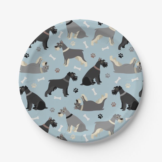 Assiettes En Carton Poches et os Schnauzer (Devant)