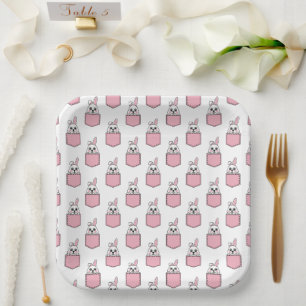 Assiettes En Carton Pocket Pet Bunny Motif