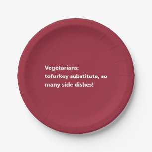 Assiettes En Carton Poème de Thanksgiving végétarien Bourgogne minimal