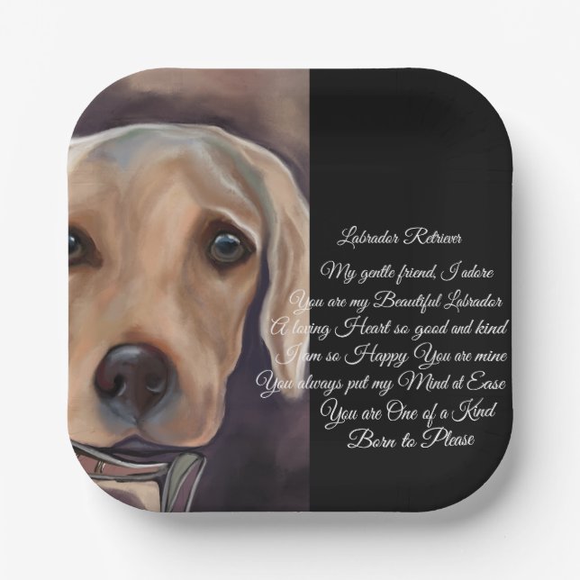 Assiettes En Carton Poésie Labrador Retriever (Recto)