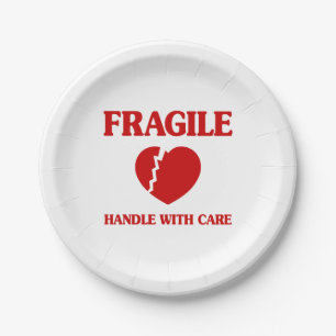 Assiettes En Carton Poignée Cardiaque Fragile Avec Soin