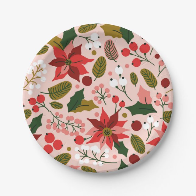 Assiettes En Carton Poinsettia (Devant)