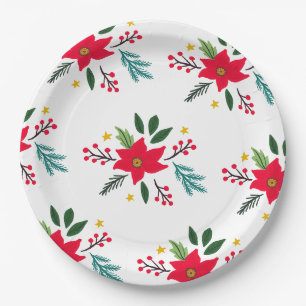 Assiettes En Carton Poinsettia Botanics Foliing Noël de vacances