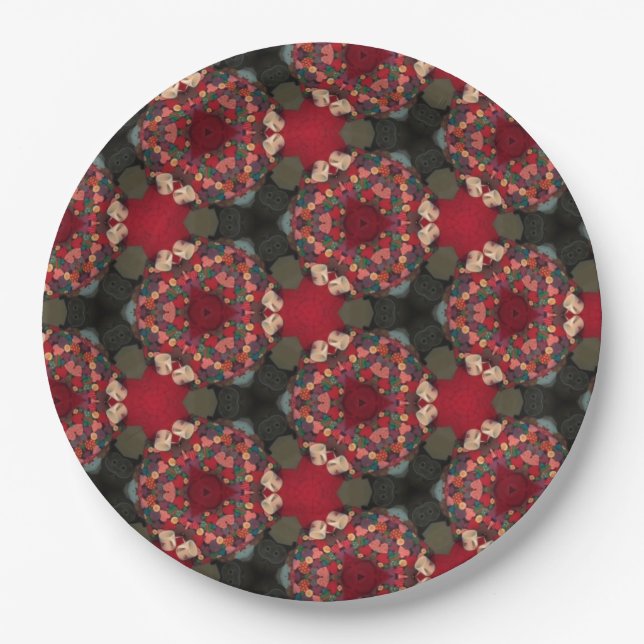 Assiettes En Carton Poinsettia Trifecta  Abstract Design ll  (Devant)