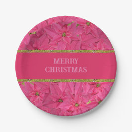 Assiettes En Carton poinsettias de couleur Fuchsia, motif floral perso