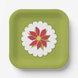 Assiettes En Carton Poinsettias Plaque Plante de Noël