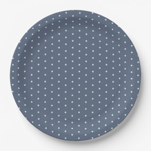 Assiettes En Carton Point Polka bleu (Devant)