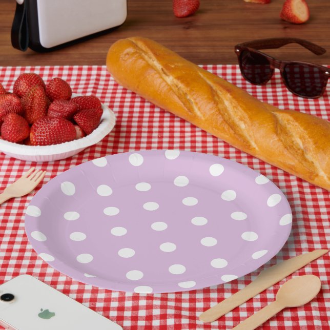 Assiettes En Carton Point Polka pourpre (Pique-nique)