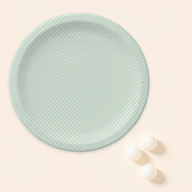 Assiettes En Carton Point Polka vert simple (Créateur téléchargé)