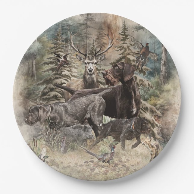 Assiettes En Carton Pointer à poil dur allemand (Devant)