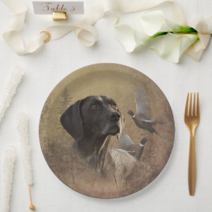 Assiettes En Carton Pointeur allemand à poils courts, Deutsch Kurzhaar