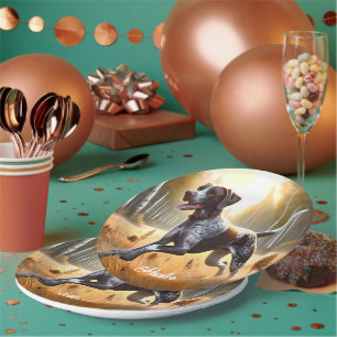 Assiettes En Carton Pointeur court allemand en cours d'exécution