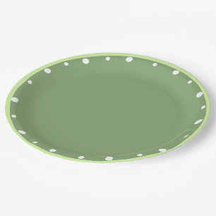 Assiettes En Carton Points blancs Deux tons de vert