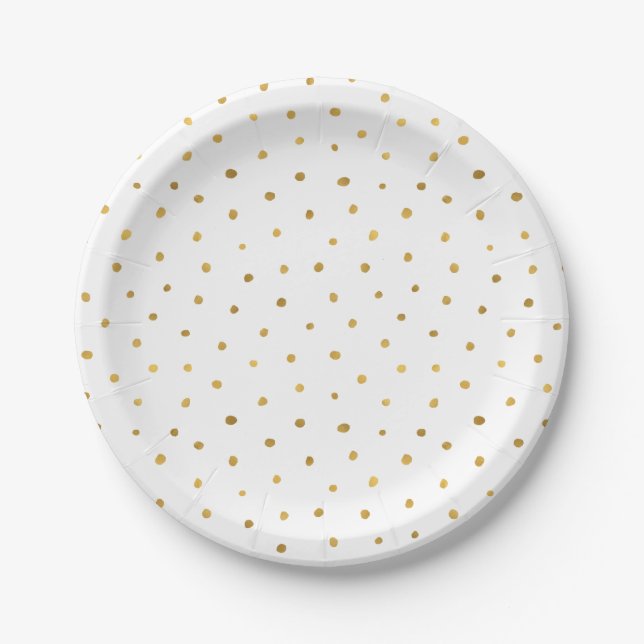 Assiettes En Carton Points blancs en or chic (Devant)