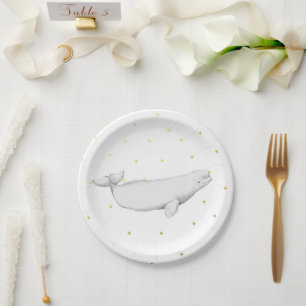 Assiettes En Carton Points d'illustration de baleines bélugas