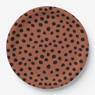 Assiettes En Carton Points Empreintes de léopard Rouille Terracotta Ch