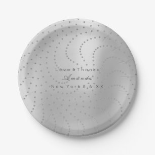 Assiettes En Carton Points en argent gris cristal Swarovski personnali