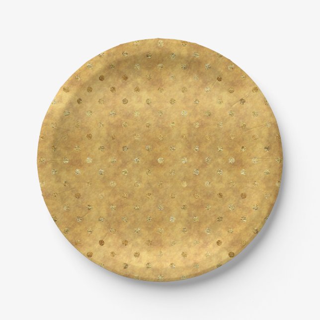 Assiettes En Carton Points Gold Chic (Devant)