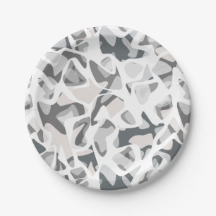 Assiettes En Carton Points gris clair motif Abstrait tacheté