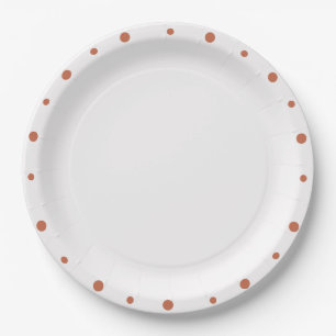 Assiettes En Carton Points Terra Cotta géométriques blancs