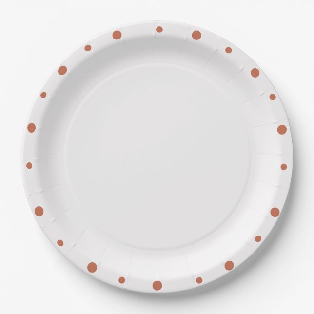Assiettes En Carton Points Terra Cotta géométriques blancs (Devant)