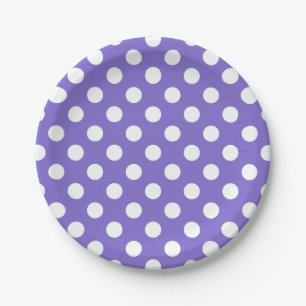 Assiettes En Carton Pois blancs sur perwinkle