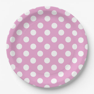 Assiettes En Carton pois blancs sur rose pâle