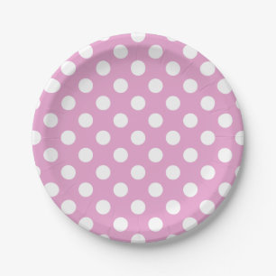 Assiettes En Carton Pois blancs sur rose pâle