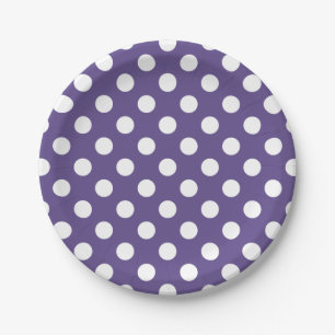 Assiettes En Carton Pois blancs sur ultra violet