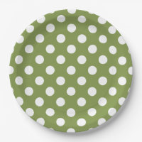 Pois blancs sur vert olive