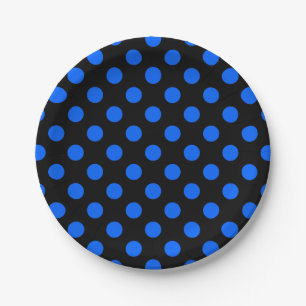 Assiettes En Carton Pois bleu et noir