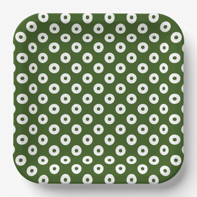 Assiettes En Carton Pois bleu foncé et blanc (Recto)