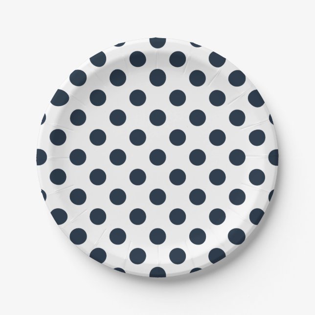 Assiettes En Carton Pois bleu marine foncé (Devant)