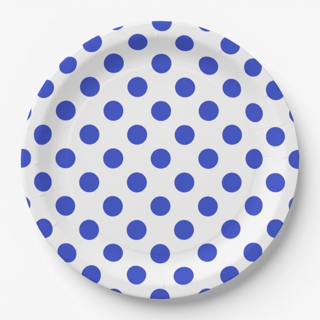 Assiettes En Carton Pois bleu royal (Devant)