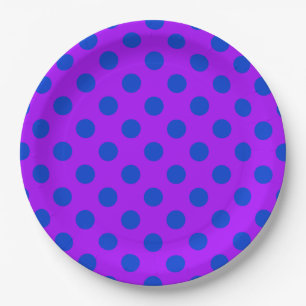 Assiettes En Carton Pois bleus sur violet